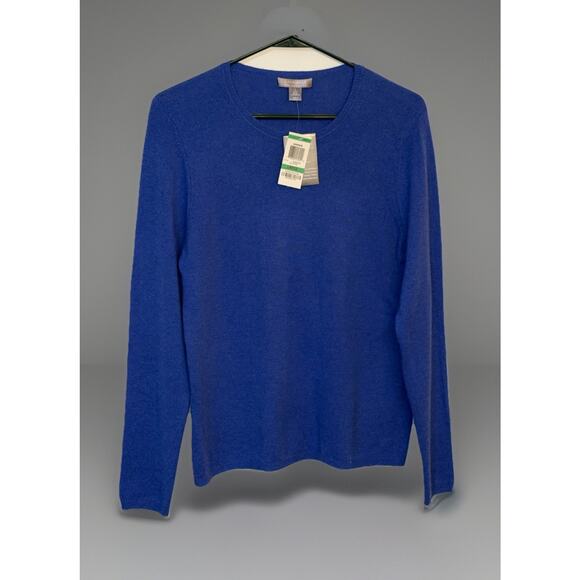 NWT Macys CHARTER CLUB Size Large 100% 2-Ply Cashmere Crewneck Blue Sweater - Picture 1 of 6